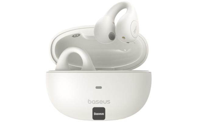 Baseus AirGo ENC AS01 Open Ear Clip on Wireless Earbuds for Sports up to 25 hours of playback - White